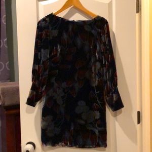 Ann Taylor Velvet Puff Sleeves Shift Dress
